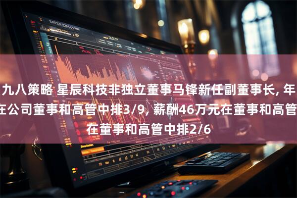 九八策略 星辰科技非独立董事马锋新任副董事长, 年龄62岁在公司董事和高管中排3/9, 薪酬46万元在董事和高管中排2/6