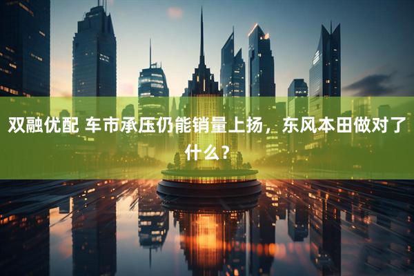 双融优配 车市承压仍能销量上扬，东风本田做对了什么？